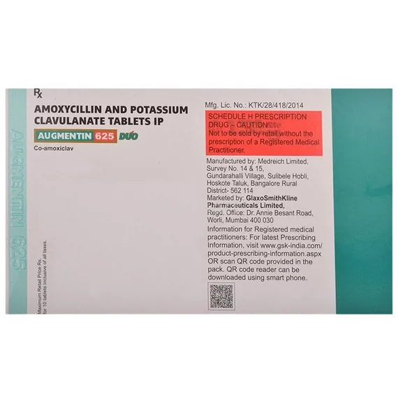 augmentin duo 625mg tablet 10's